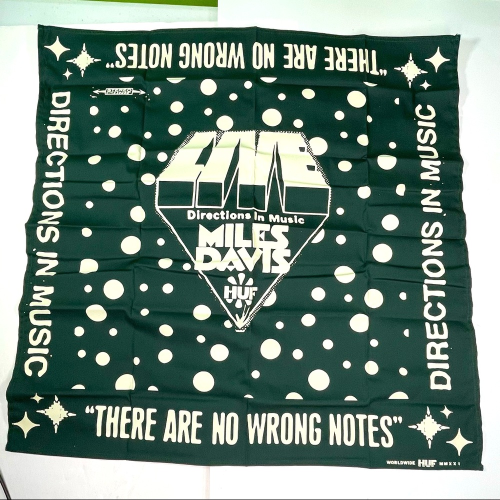 HUF Miles Davis Collaboration Collectable Green Bandana Scarf Handkerchief